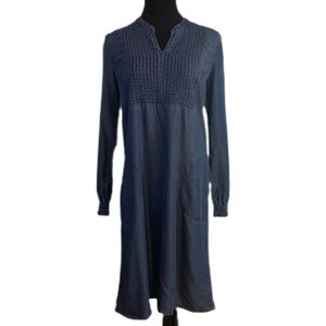 Coldwater Creek SZ S Lyocell Pullover Long Sleeve Pleated V Neck MIDI Dress